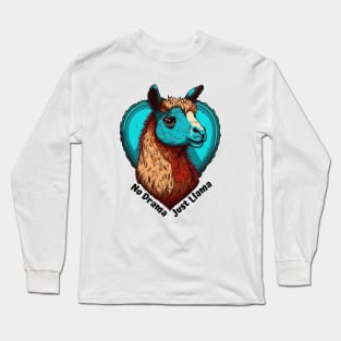 No Drama, Just Llama: Adding Playful Charm to Your Day with Cute Heart and Llama Long Sleeve T-Shirt